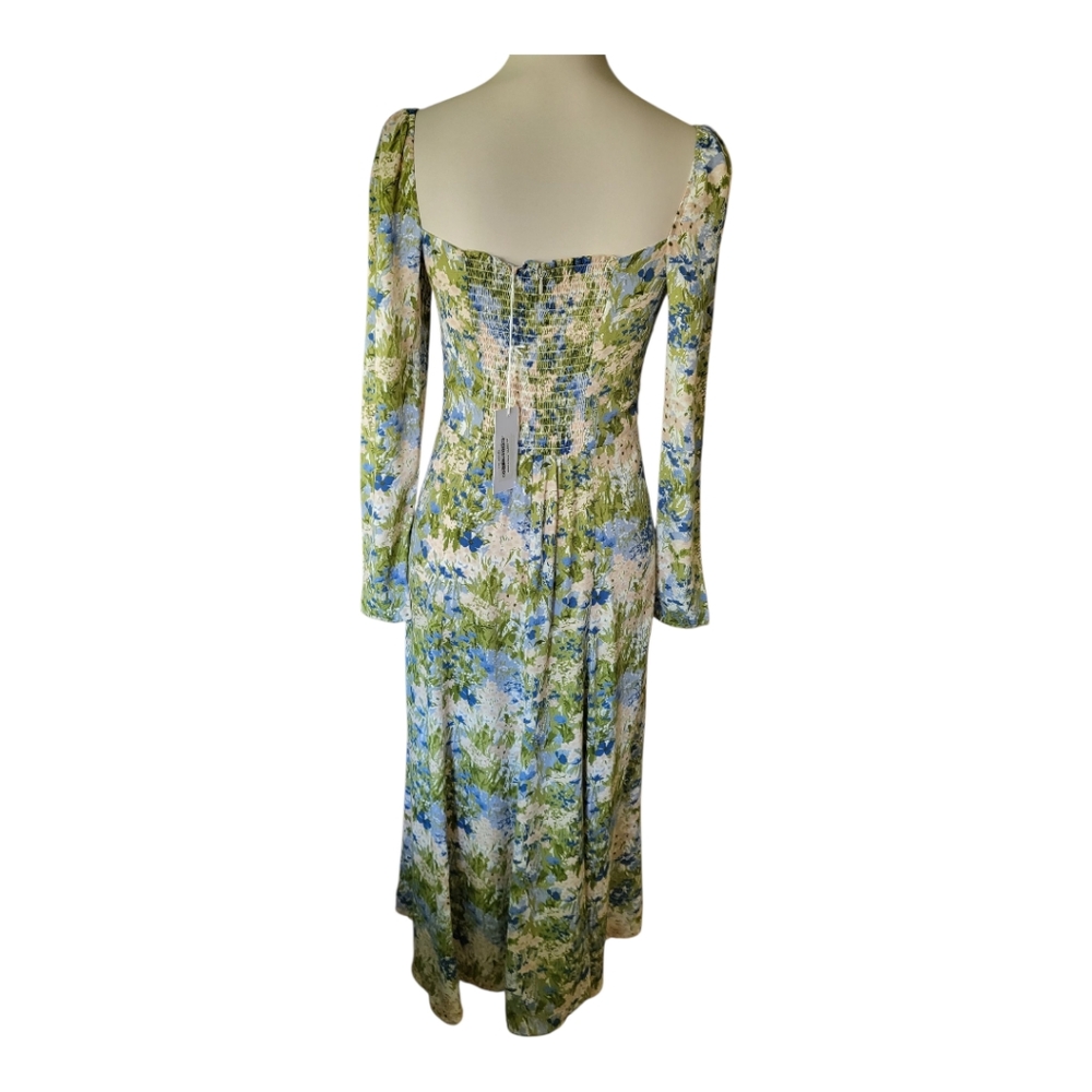 Reformation Sigmund Squareneck Midi-Dress Womens Size 6 New - Picture 3 of 9